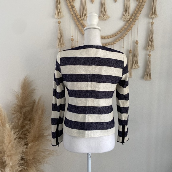 Gap navy blue cream striped slub knit jacket americana nautical fall layer 4 - Picture 16 of 16